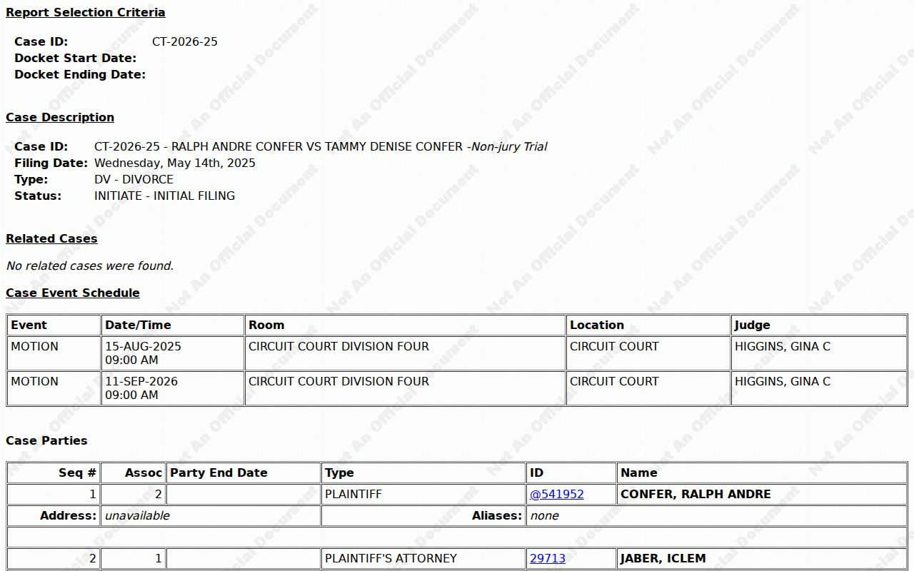 Memphis resident lookup Circuit docket report fields