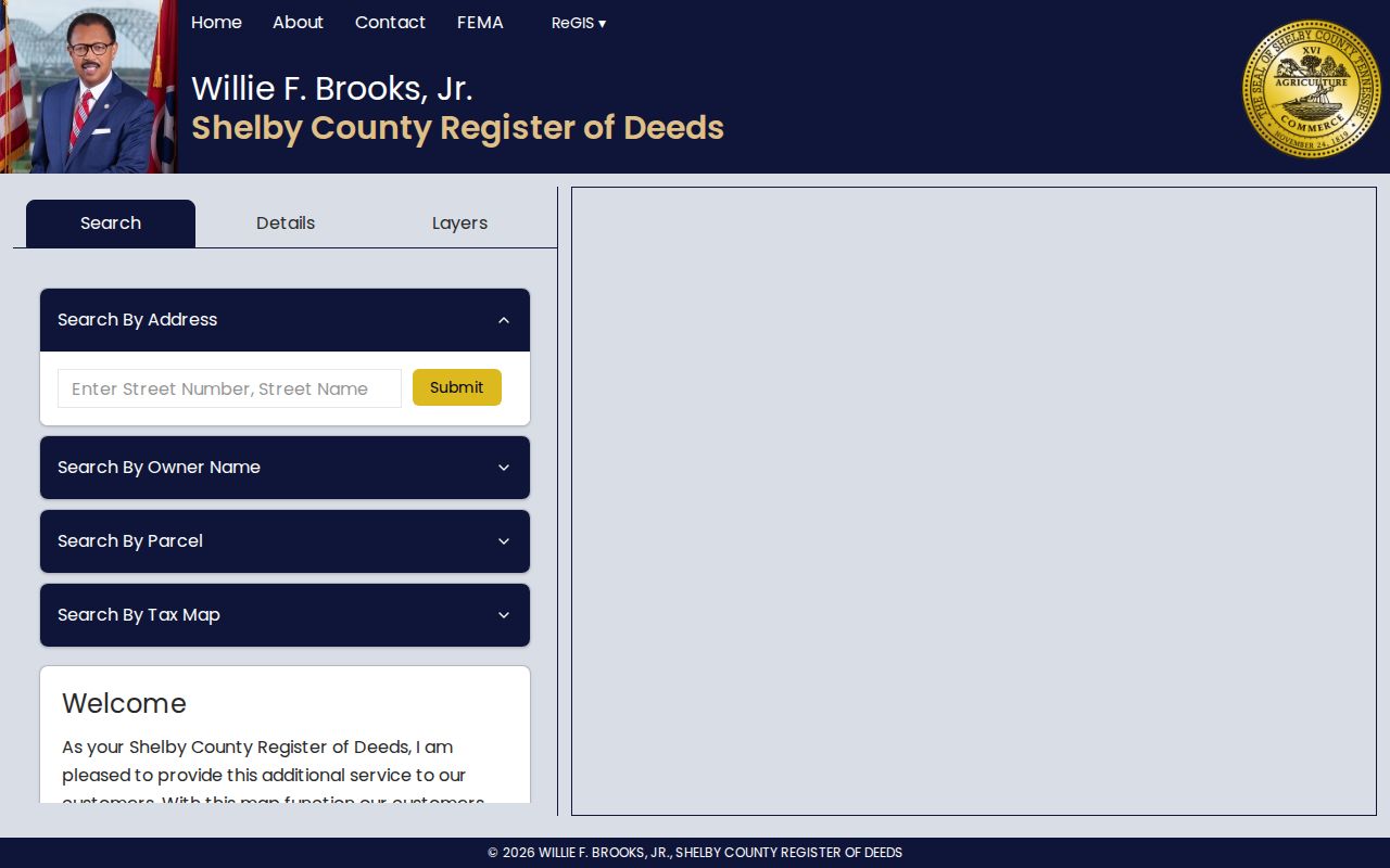 Memphis street directory Register GIS address and parcel search fields